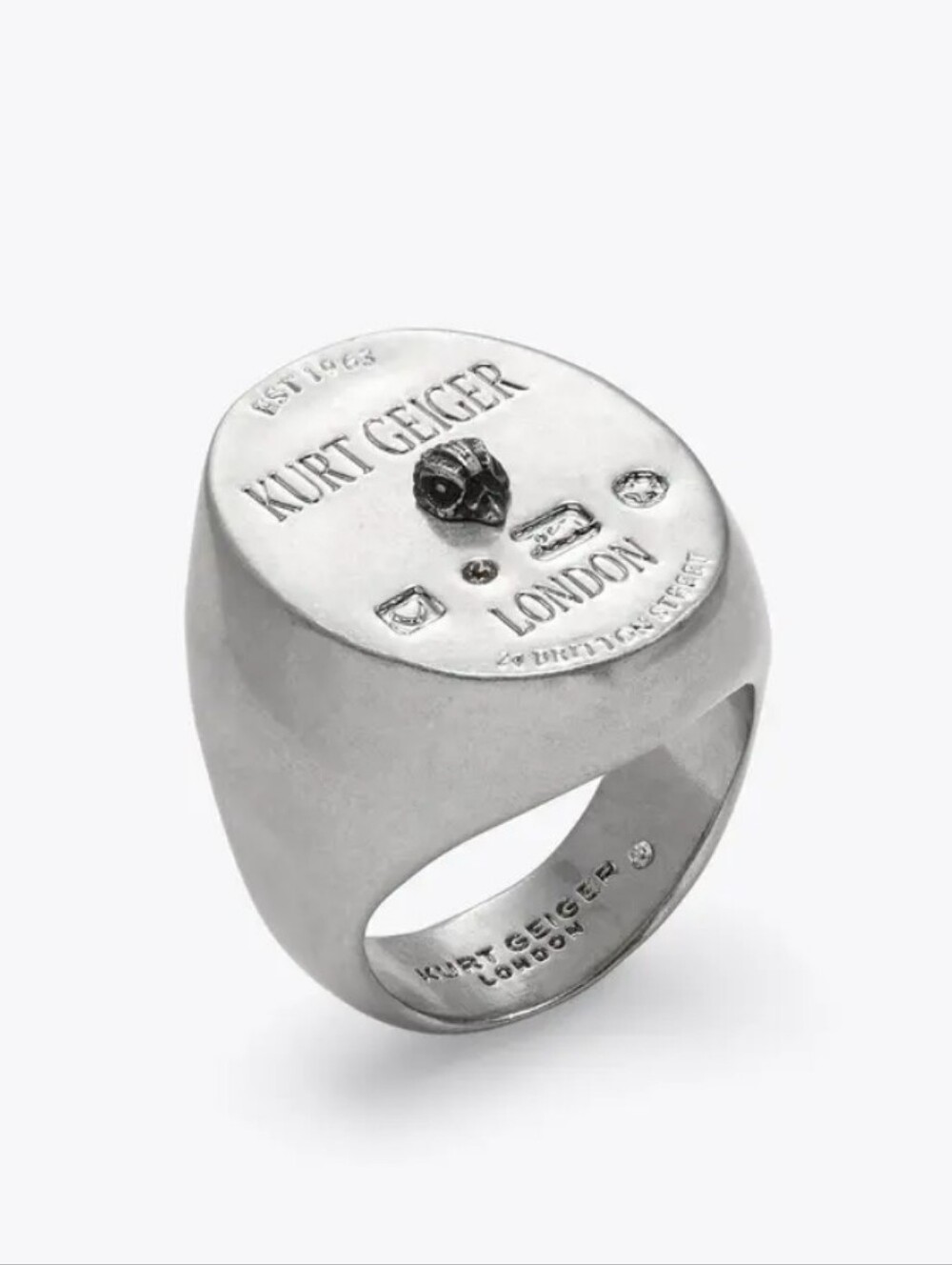 Kurt Geiger Silver-Tone Engraved Signet Ring/ UNISEX/ BNWT